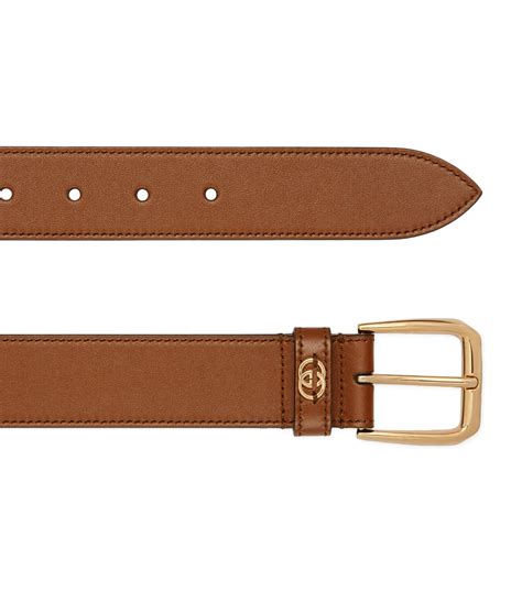 Leather belt with interlocking G 